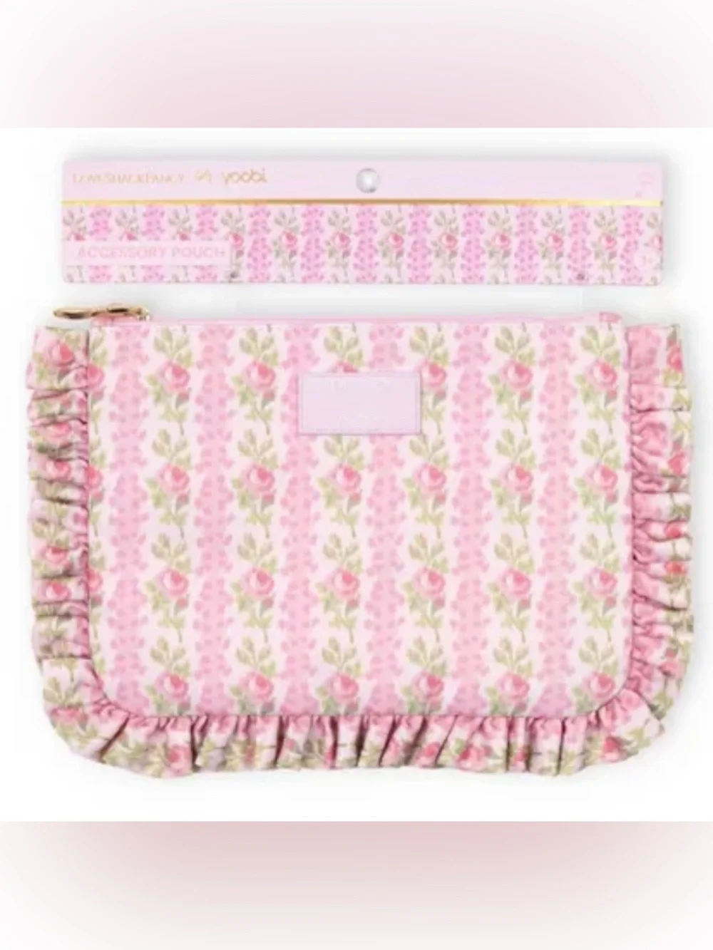 LoveShackFancy Pink Floral Zip Pouch & Bow Pen Combo NWT